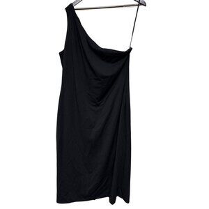 Marina Women's Dress One Shoulder Black Knee Length Side Zip Size XL